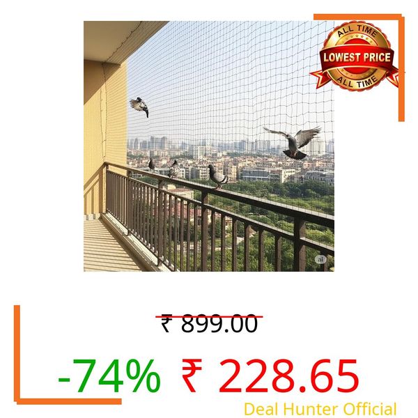 Vahi Pigeon Nets for Balconies (10 x 6 Ft - Black) Anti Bird Pigeons Control Net, Heavy Duty HDPE Mesh Net for Balconies, Installation Kit Included