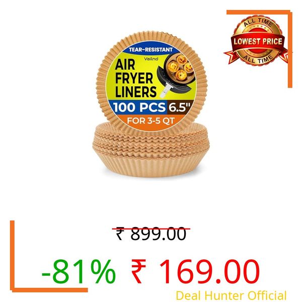 vailnd Air Fryer Disposable Standard Paper Liners: 100Pcs Oil Proof Parchment Sheets Round, Airfryer Paper Basket Bowl Liner For Baking Cooking Food