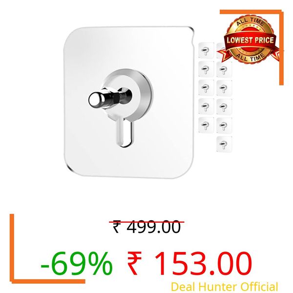 SUNVIBE® 12 Pieces Self Adhesive Heavy Duty Nail Photo Wall Hook No Drilling Installation for Use Inside Home & Kitchen