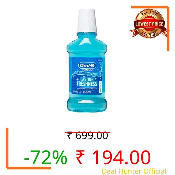 Oral-B Complete Lasting Freshness Arctic Mint Mouthwash, 250ml