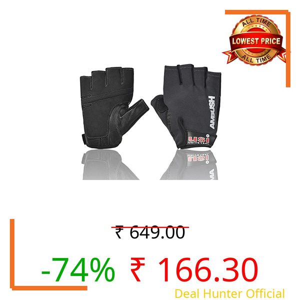 USI UNIVERSAL 733A Ambush Fitness Gym Gloves, Workout Powerlifting Gloves, Leather Polyester, Elastane Neoprene, Foam Construction, Suede Leather Palm (Medium, Navy)