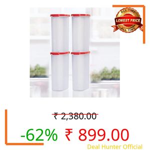 tupperware Plastic Grocery Container 2.3 L Pack of 4 (Red)