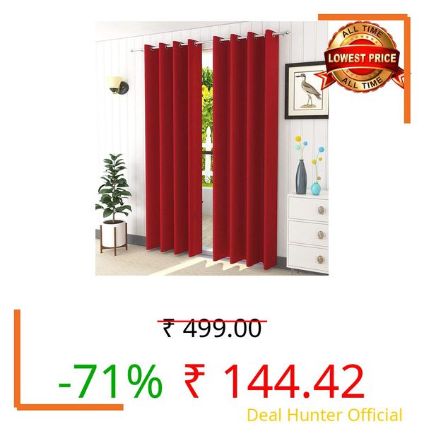 Galaxy Home Decor Solid Plain Curtains for Window 5 Feet, Pack of 1, Maroon