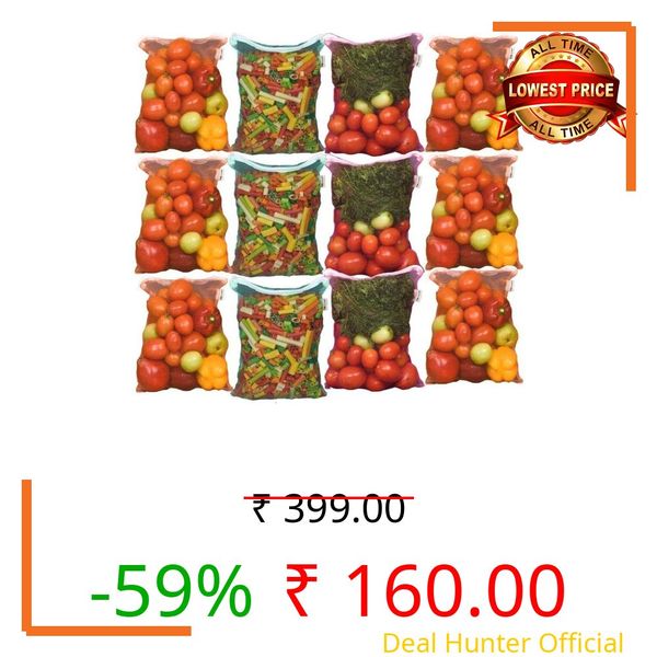 Rare-zone Double Layered Multi Purpose Fridge Vegetable/Fruit Net Bag with Zipper (Reusable and Washable) Multicolor (6)