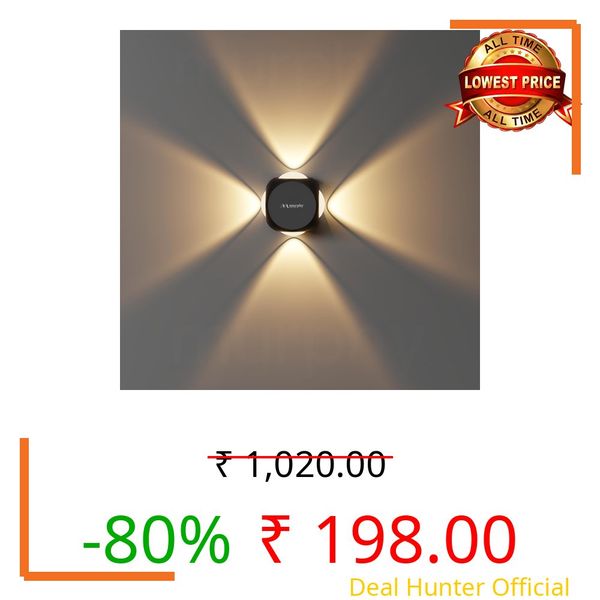 Murphy LED Outdoor Up/Down Wall Light - 6W, Warm White, (4 Multi-Directional Beams), IP65 Waterproof Aluminum Body, Pack of 1 (2-Year Warranty)