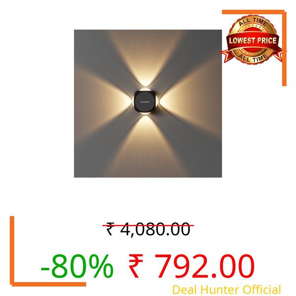 Murphy LED Outdoor Up/Down Wall Light - 6W, Warm White, (4 Multi-Directional Beams), IP65 Waterproof Aluminum Body, Pack of 4 (2-Year Warranty)