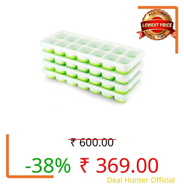 Ice Cube Trays 4 Pack, Airabc Silicone Ice Cube Trays with Removable Lid, Easy-Release Flexible 14-cube Ice Trays, LFGB Certified and BPA Free, Stackable Ice Trays with Covers for Cocktail, Freezer