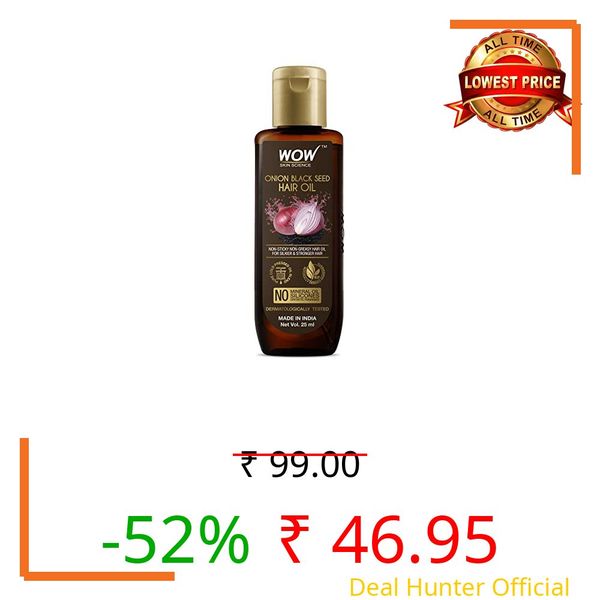 WOW Skin Science Onion Hair Oil for Hair Growth and Hair Fall Control - With Black Seed Oil Extracts - 25ml