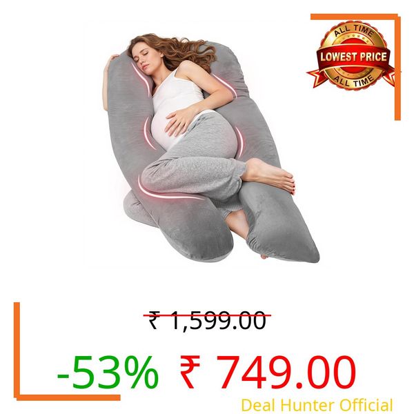 Nuliie Pregnancy Pillows for Sleeping, U Shaped Full Body Pillow for Adults with Washable Cover, Support for Back, HIPS, Legs, Belly, 55 inch Maternity Pillow Pregnancy Must Haves - Grey