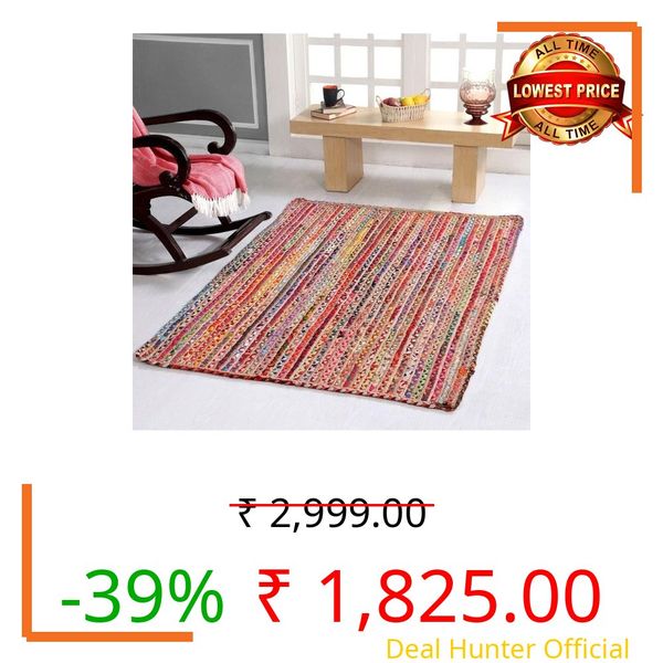 NEWWAYSS Bhuvan Handloom Jute, Braided Reversible Hand Woven Rectangular Rug/Carpet/Mat, For Living & Bedroom (Multi1, 4X6 Feet)