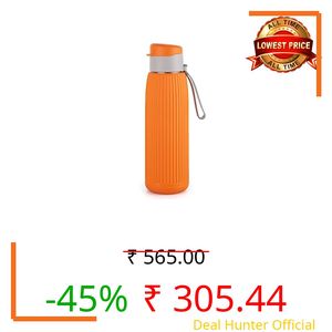 CELLO Puro Steel-X Volvo 600 Inner Steel Insulated Water Bottle 630 ml, Orange | Inner Steel Insulated Keeps Water Hot & Cold for Long Hours | Wide Mouth Leakproof Flip Cap Bottle for Office & Travel