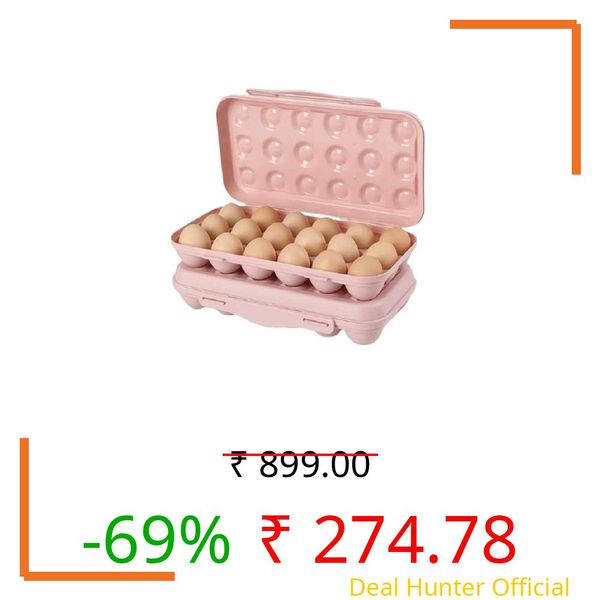 HomeFast 18 Rectangular Egg Holders for Refrigerator | Travel Egg Storage Container | Plastic Egg Tray for Refrigerator & Camping | Durable Egg Box for Kitchen & Outdoor Use | Pink