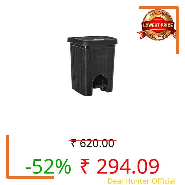 SIGNORA WARE Plastic 7 Liters Modern Lightweight Pedal Dustbin/Thrash Can Dustbins With Lid For Home Office/Non Garbage Smell/Unbreakable Single Mould/Heavy Duty Kitchen Bedroom Bathroom(7Ltr Black)