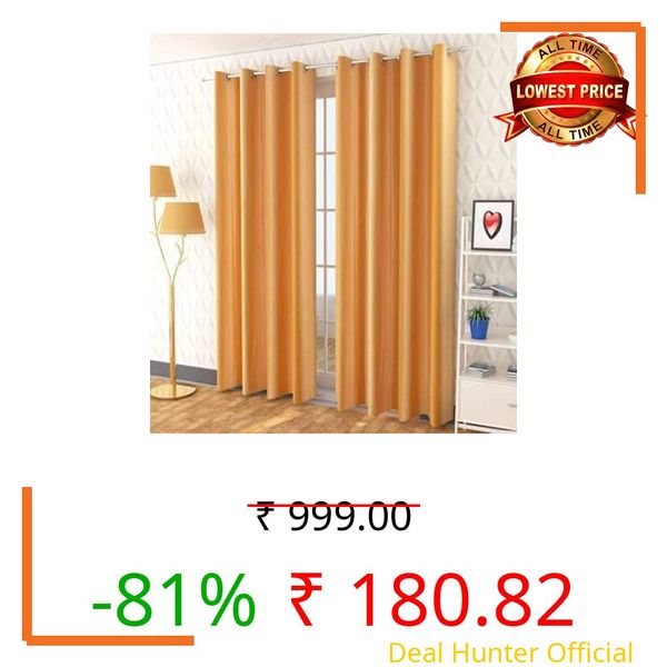 Kiara Creations Elegant Solid Semi-Sheer Curtains for Long Door- 9 Feet (Pack of 1) Gold