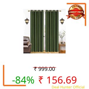 Kiara Creations Elegant Solid Semi-Sheer Curtains for Long Door- 8 Feet (Pack of 1) DarkGreen
