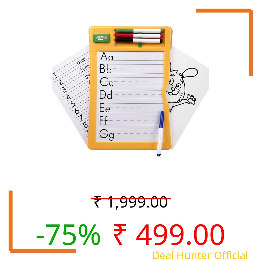 WISHKEY Plastic Word Pad Educational Board with Marker Pen,Drawing Erasable Writing Graffiti Early Education Toy Boards for Painting Sketch Slate for Toddler Kids(Pack of 1, Multicolor)