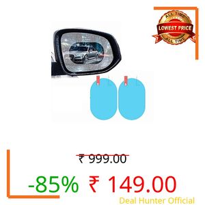 HSR Universal Car Accessories Rear-View Mirror Waterproof Anti Fog Rainproof Anti-Water Protective Film Sticker for Car (Oval - 2 PCs)