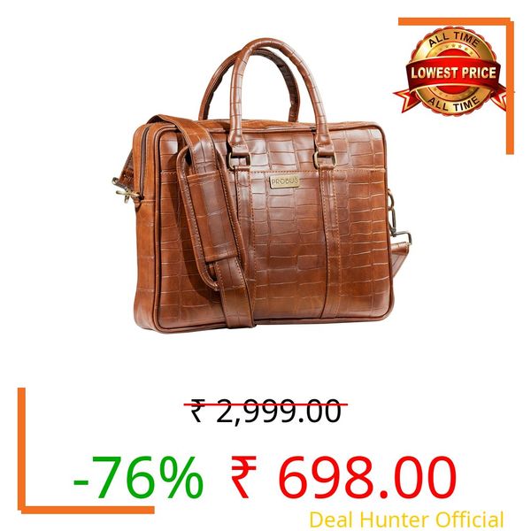 Probus Opulent Vegan embossed pattern Bag : Ethical Elegance Redefined for MacBook, Laptop, Notebook Messenger Bag Sleeve Case Cover Organizer Handbag - Brown