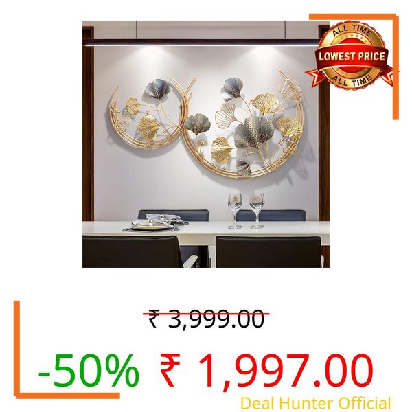 RIZIK STORE Metal Abstract Figures Wall Sculpture For Home Decor, Living Room & Bedroom (Double Moon) (44X27 Inches)