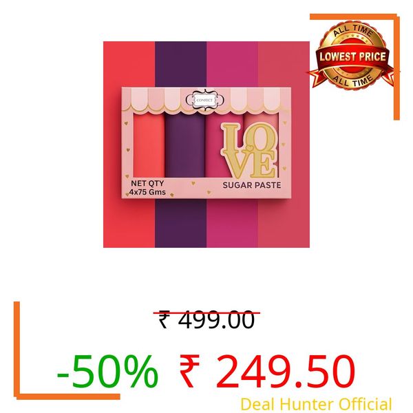 Confect Sugar Paste Multipack 6 | Pastel Edible Red, Purple, Fuschia Pink and Melon Pink Sugar Paste | Fondant for Cake Decoration | Edible Fondant Chefs Choice for Cake Decorating | Vegan & Gluten-Free Fondant | 300 Gms