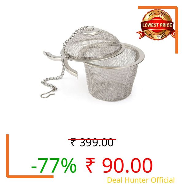 Evaluemart Stainless Steel Tea Filter Infuser 4.5cm Basket Shaped Tea Infuser for Green Tea Loose Tea Leaf and Tea Bags with a Chain and a Hook