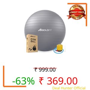 Boldfit Gym Ball for Exercise with Foot Pump for Workout Yoga for Women and Men Swiss for Balance Stability Training, Fitness 55cm-Grey