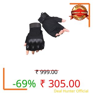 ZaySoo Gloves for Bike Riders/Cycling Leather Knuckles Design Strong Grip (Black)