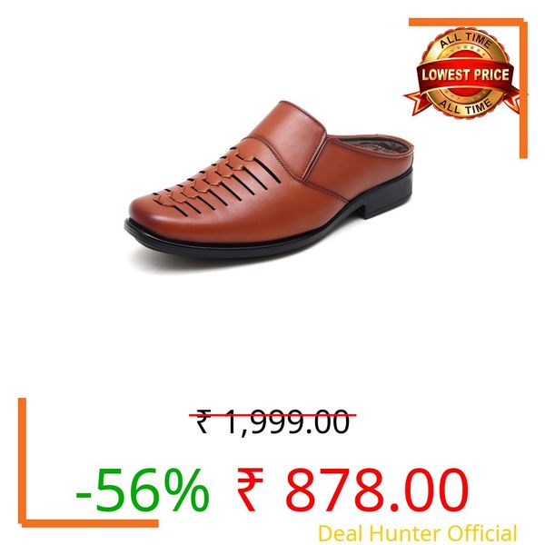 Shooz Tan Synthetic Leather Back Open Sandals for Men - 11 UK