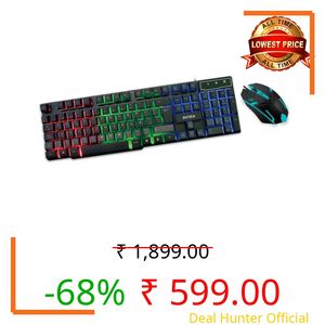 Intex IT-KB334 Wired Gaming Keyboard and Mouse Combo with RGB Backlit Keys, Optical Wired Mouse, Spill Resistant Design, USB Plug & Play, Ergonomic Setup for PC, Laptop, Windows, Linux Compatible