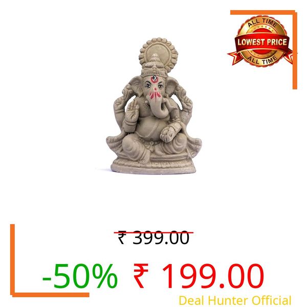 BS Natural 100% Eco Friendly Clay Ganesh Idol for Ganesh Chaturthi | Water Soluble | Ganesh chaturthi Idol | Clay Ganesha Idol (Height 4.5 inch)