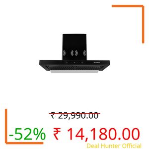 Faber 90cm 1250 m3/hr 6 Way Silent Suction, Autoclean Chimney, Filterless, 8Yr on Motor, 2Yr Comprehensive Warranty, Made in India (Hood Bonito 3D IND HC SC FL BK 90, Touch & Gesture Control, Black