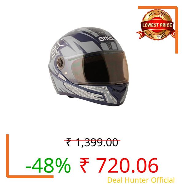 Sage Square ISI Certified ABS Clear Visor, High Standard Safety, Enhanced Design, Extra Comfort, Enhanced Design Proud 45 Full Face Graphic Helmet (X-Large, Blue Glossy - Silver)