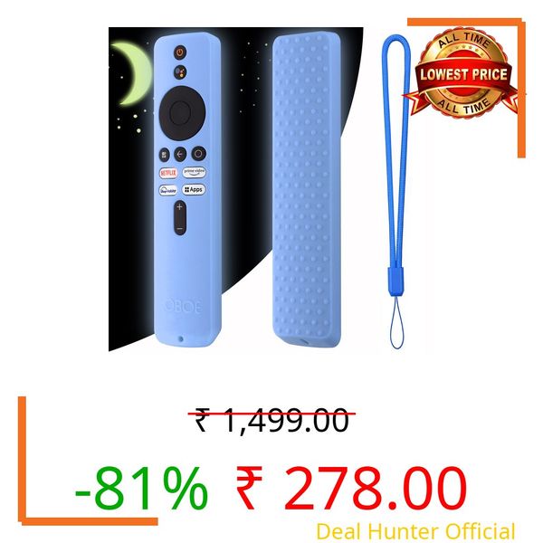 Oboe Silicone Remote Cover Compatible with Redmi 4k Ultra 43 inch/Xiaomi Mi OLED Series 55 inch/Xiaomi 5A Series 32/40/43 inch Remote Cover with Lanyard (Glow in Dark Blue) [Remote NOT Included]