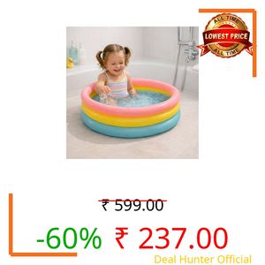 Toy Imagine Baby Bath Tub 0–3 Years | 2 Feet Round Pool 34" X 10" Sunset Glow | Soft Inflatable Baby/Kids Tub | Home & Outdoor Swimming Pool for Kids 1-5 Years, Multicolor