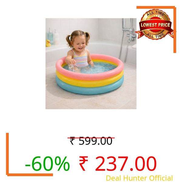 Toy Imagine Baby Bath Tub 0–3 Years | 2 Feet Round Pool 34" X 10" Sunset Glow | Soft Inflatable Baby/Kids Tub | Home & Outdoor Swimming Pool for Kids 1-5 Years, Multicolor