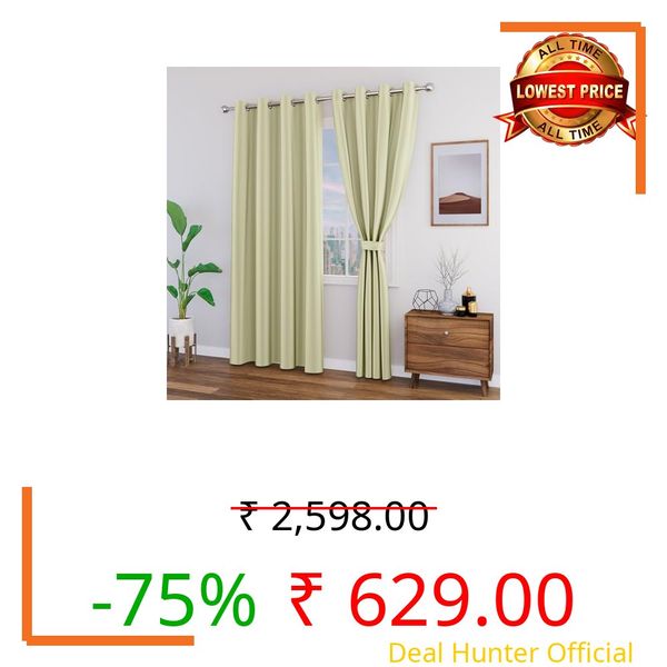 TOPDRAPES 80-90% Blackout Window Curtains with Tie Back 5 feet 2 Pcs | Room Darkening, Thermal Insulated, Noise Reducing Heavy Polyester Solid Curtains (Silky Colour)