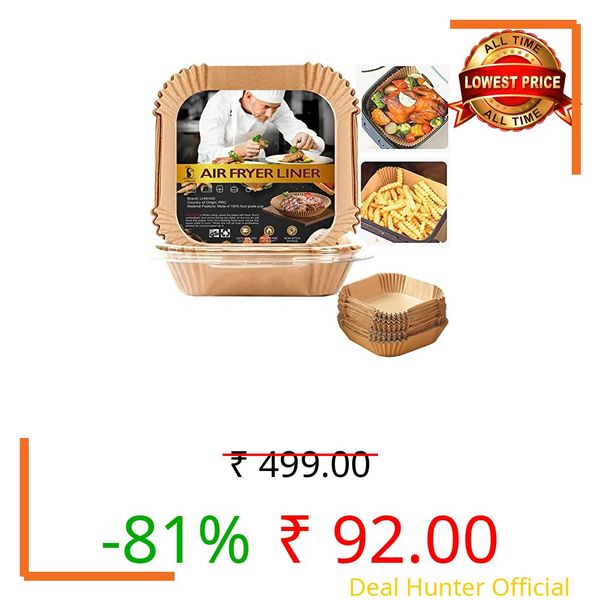 Air Fryer Disposable Paper Liner Square 10 Inch, 100Pcs Largest Square Air Fryer Paper Liners for 8-12QT Air fryer, Non-stick Food Grade Parchment Paper for Frying, Cooking, Roasting and Microwave