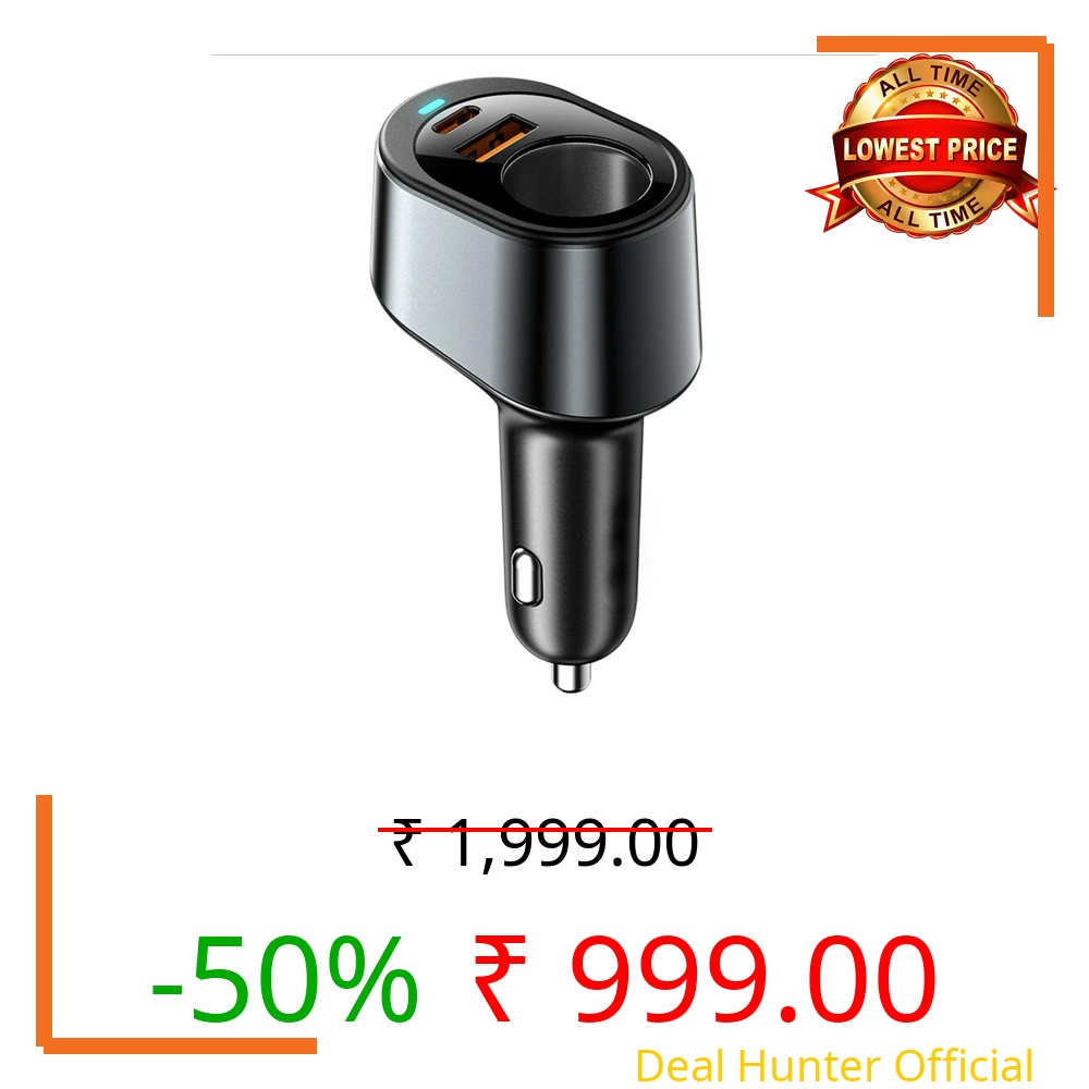 INICIO 120W 3 Port Car Charger With 85W Cigarette Lighter Splitter, 35W USB C PD & 30W USB A Fast Charging For iPhone 17 16 15 14 Pro iPad Pro Air Galaxy S25 S24 Ultra Pixel 10 9 GPS Dash Cam Pump etc