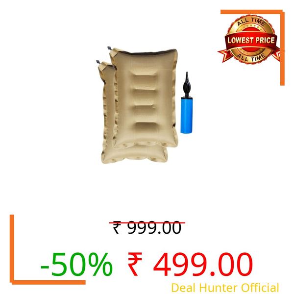 RAV Cotton Travelling Pillow Comfortable & Portable,Neck Support,Lightweight Compact Travelling in Train, Bus,Flight, Camping, Hostel and Office Pack of 2 (Color- Brown).