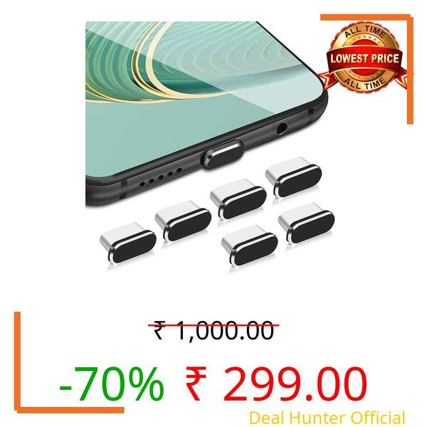 WLLHYF USB Type C Anti Dust Plugs, 6 PCS USB C Port Plug Dust Cover Type-C Port Caps Protectors for Most Smartphones and Micro USB Android Models Charging Port Speaker Anti Dust Protection Cover Kit