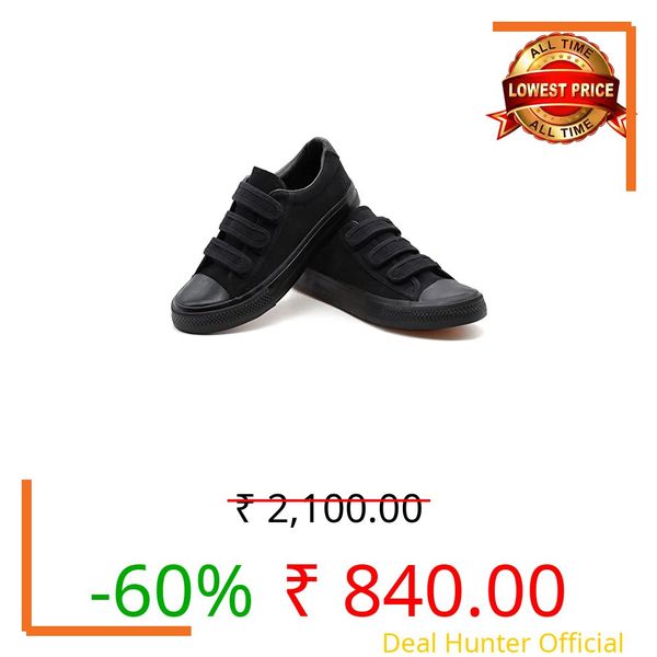 TrenDuty Valcro Canvas Shoes for Men Full Black