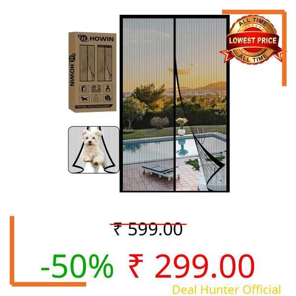 HOWIN Magnetic Insect Curtain for Doors and Windows, 90x220cm, Magnetic Mosquito Net Curtain Magnetic Mosquito Curtain for Outdoor Balcony Terrace (Black)