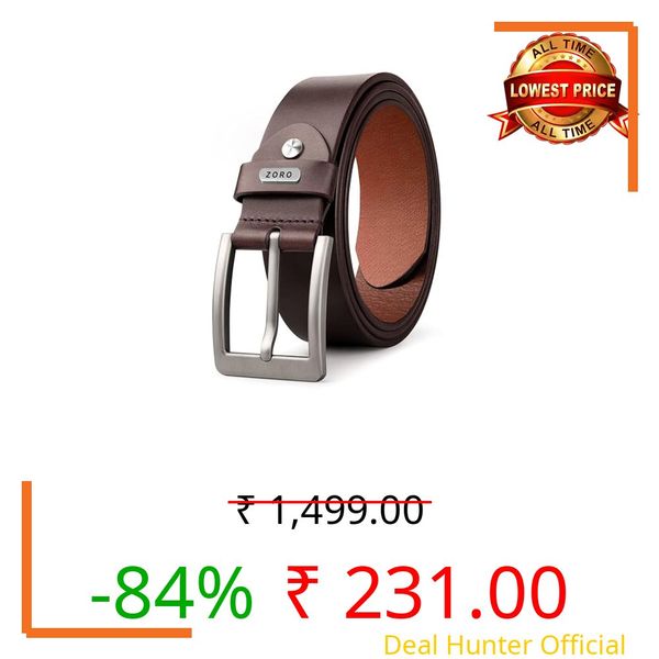 ZORO Men's Genuine Leather Belt for Men | Brown | Size 36