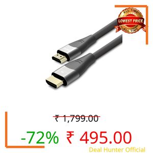 Zebronics HAA3021 HDMI Cable 2.1 with eARC & CEC, 8K @ 60Hz, 4K @ 120Hz, UHD Resolution, 3 Mtr (9.8ft), 48 Gbps Transmission, Ultra High Speed, Supports Dolby | DTS | 3D, Gold Plated, Male-to-Male