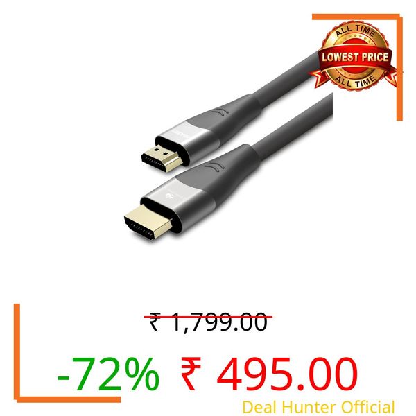 Zebronics HAA3021 HDMI Cable 2.1 with eARC & CEC, 8K @ 60Hz, 4K @ 120Hz, UHD Resolution, 3 Mtr (9.8ft), 48 Gbps Transmission, Ultra High Speed, Supports Dolby | DTS | 3D, Gold Plated, Male-to-Male