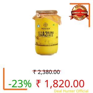ROSIER A2 Gir Cow Ghee (1 litre) | Traditional Bilona Method A2 Gir Cow Ghee | Grassfed, Pure and Healthy Desi Cow Ghee (Glass Bottle - 1000 ML)