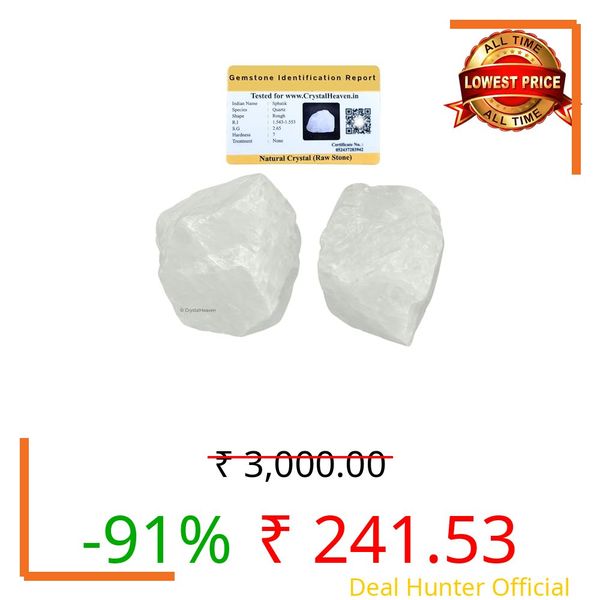 Certified Sphatik Clear Quartz Crystal Healing Rough Stone