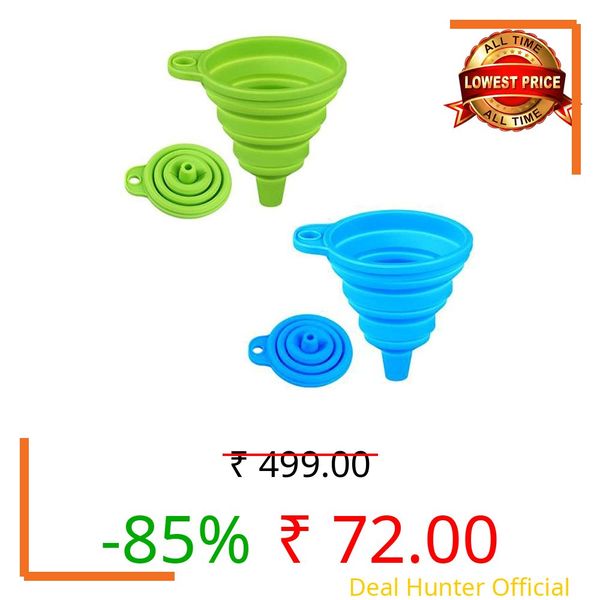 Tanna Enterprise Silicone Collapsible Portable Funnel||Kitchen Folding Funnels Hopper Kitchen Tool for Transferring Liquid & Powder Cooking Tools|| (Multicolor) FUNNEL EASY TO USE