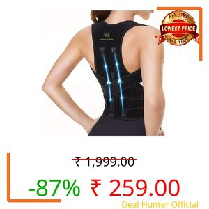 Anshelite India Neoprene Premium Posture Corrector For Women&Men|Long Dual Metallic Plate At Back Brace Straightener Shoulder Upright Support Trainer For Body Correction&Neck Pain Relief-Free Size