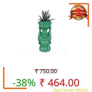 Lasaki Laughing Buddha deep Jungle Ceramic Pots for Indoor Plants, Planters, Flower, gamla, Outdoor, Balcony, Home, Garden, Office Decor, Succulent Pot(D - 10 X H - 23.5 cm)(Plants not Included)